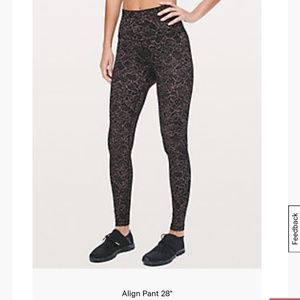 Lululemon Align Pant 28" size 4, Pink Floral Lace